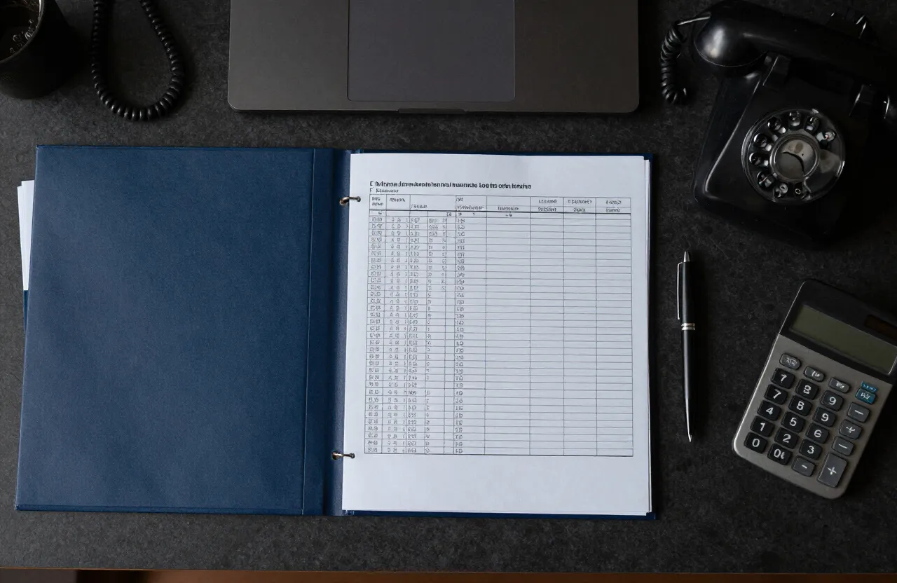 A recovery analyst's desk with account files and call records